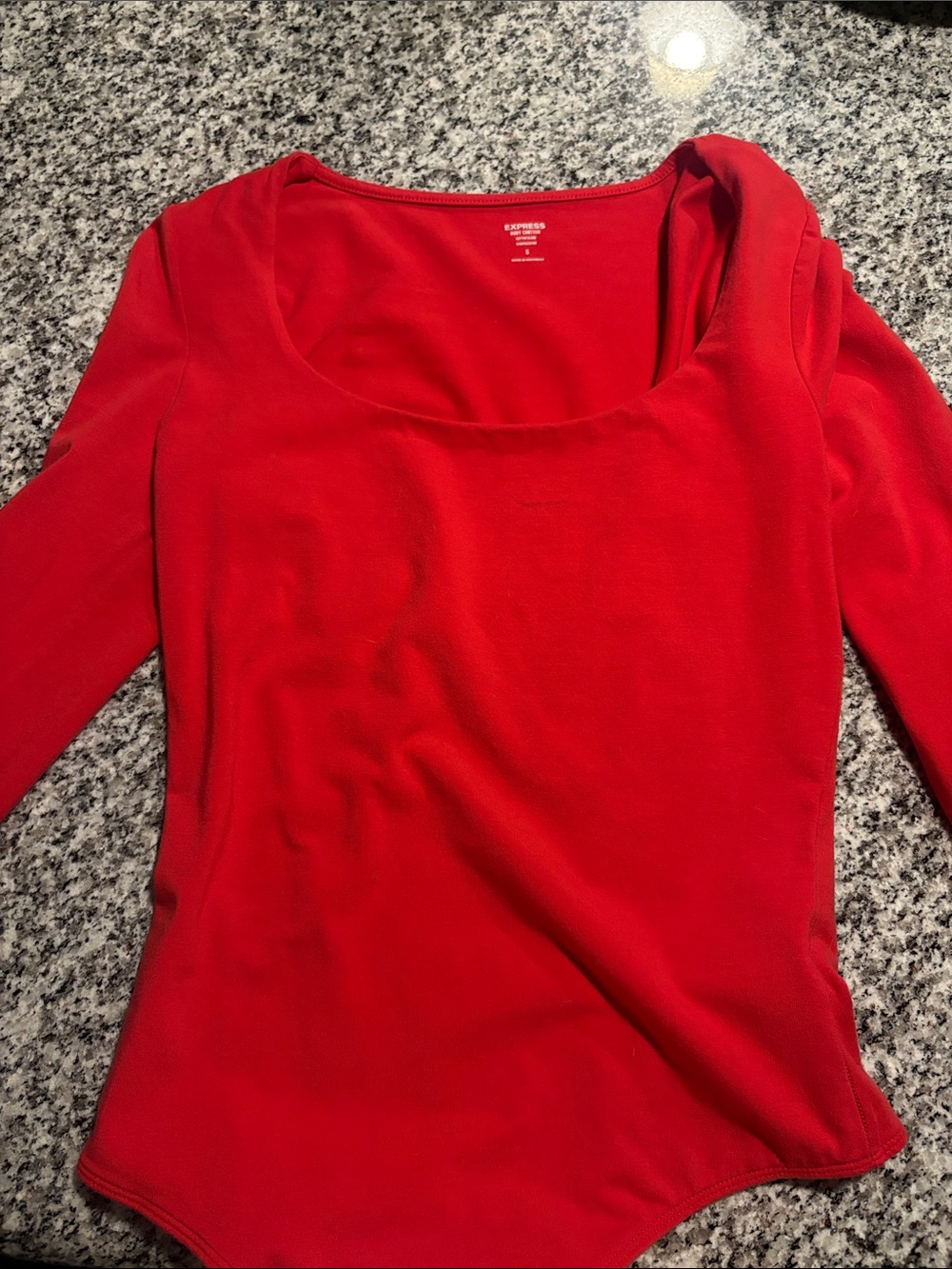 Express Red Square Neck Long Sleeve Bodysuit